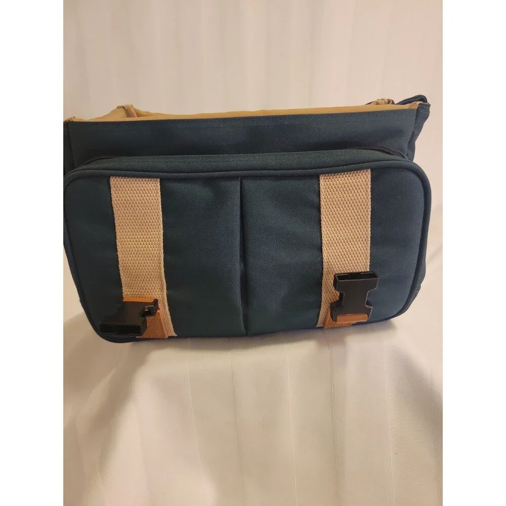Vtg Canon Camera Bag Organizer Green Pocket Shoulder Strap Carry Case Korea Euc